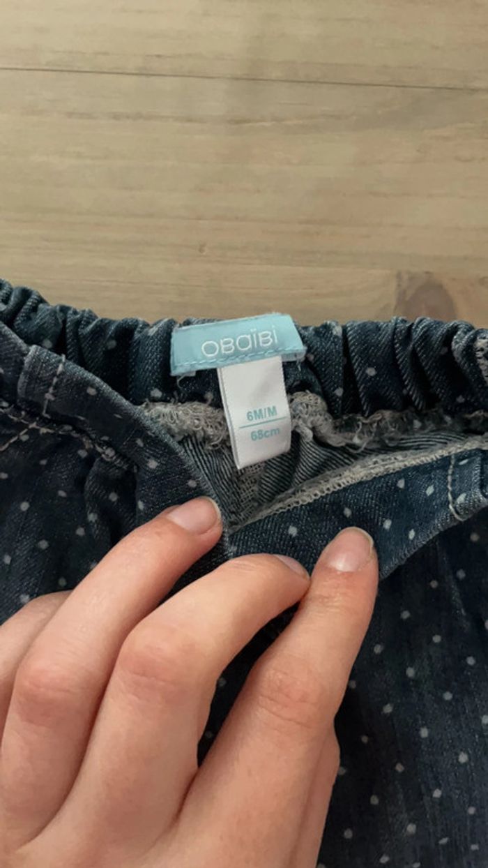 Jean obaibi bleu et blanc 6 mois - photo numéro 2