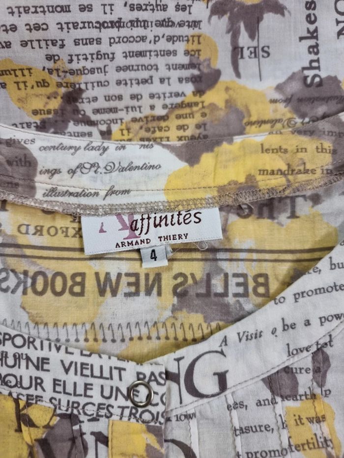 Armand Thiery blouse motif floral jaune * taille 4 * - photo numéro 7