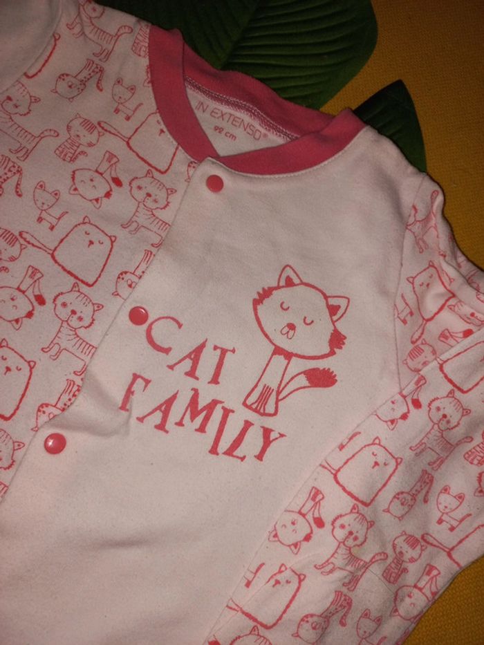 Beau pyjama fille 24 mois a 36 mois thème chat coton - photo numéro 3