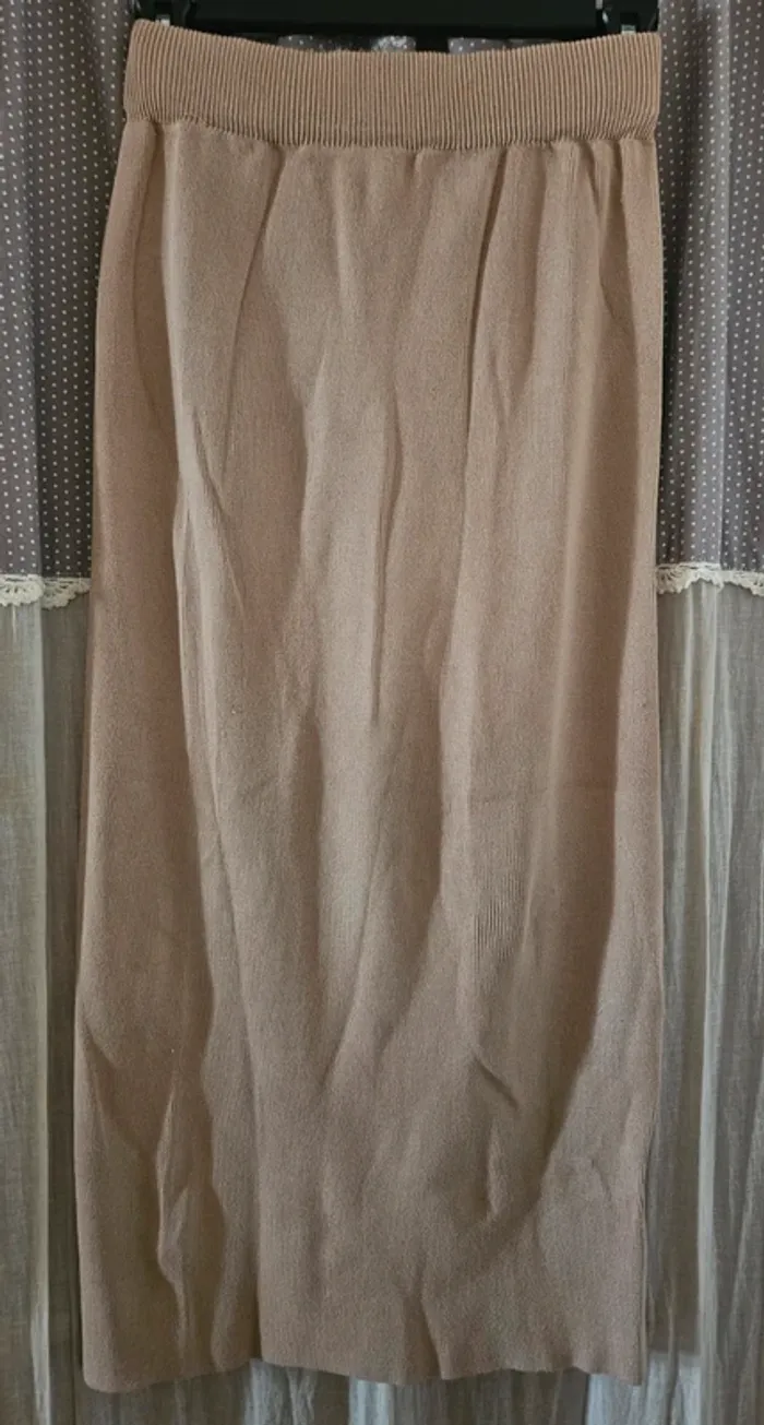 Jupe longue beige en lainage Brentiny Paris Taille L Neuve