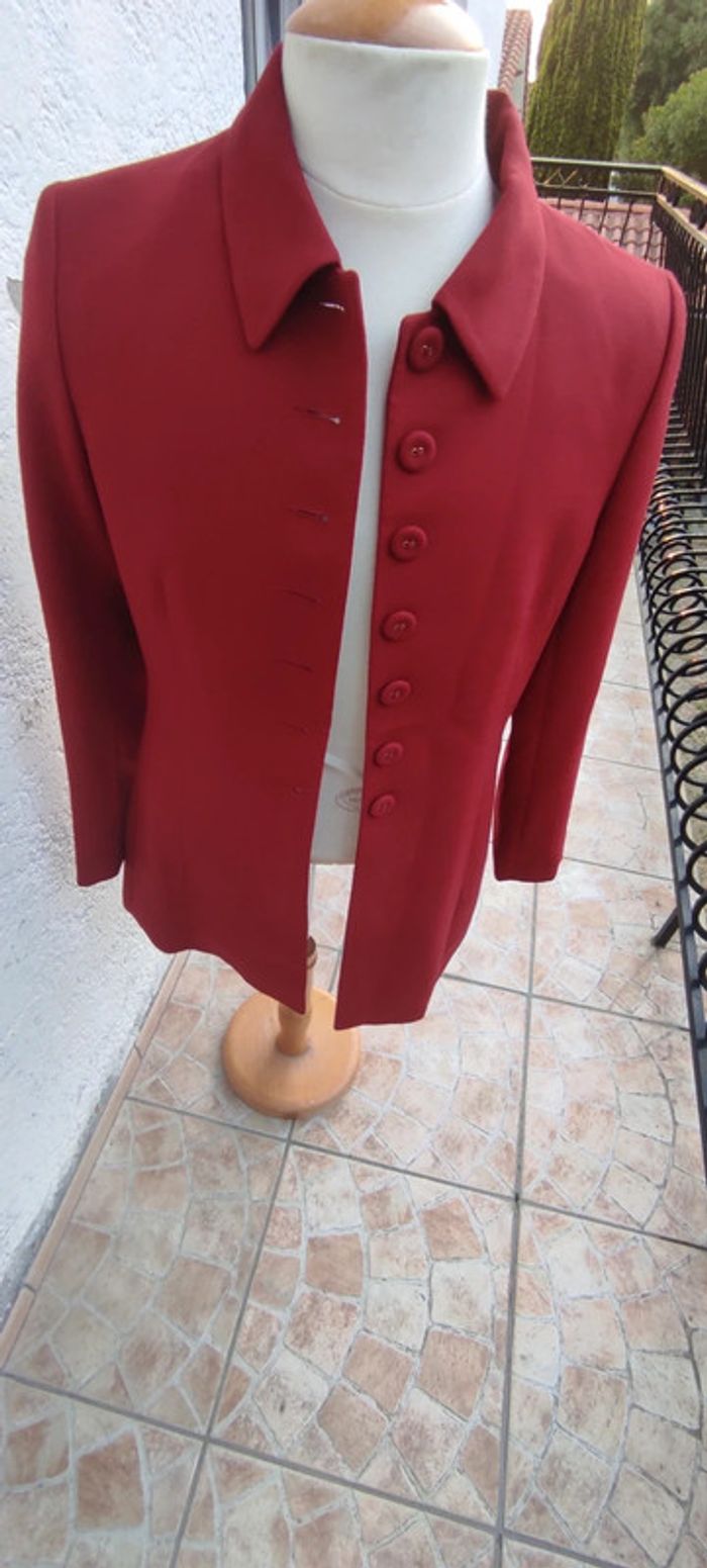 Veste blazer tailleur habillée rouge un deux trois vintage - photo numéro 4