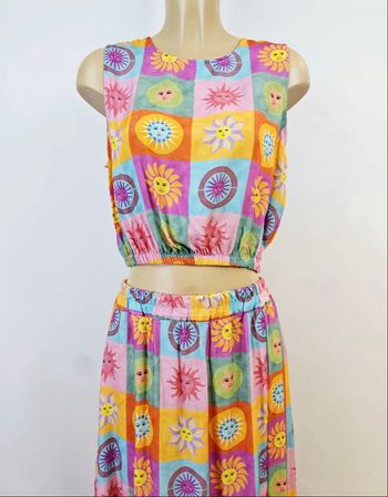 Ensemble femme top + jupe imprimé 