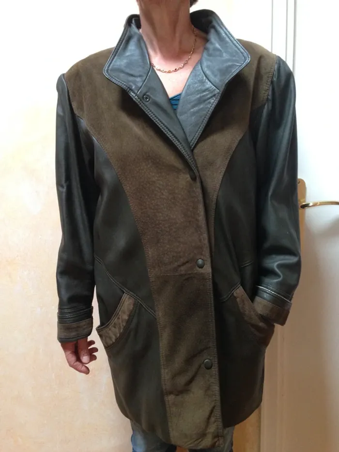 Manteau cuir véritable et daim