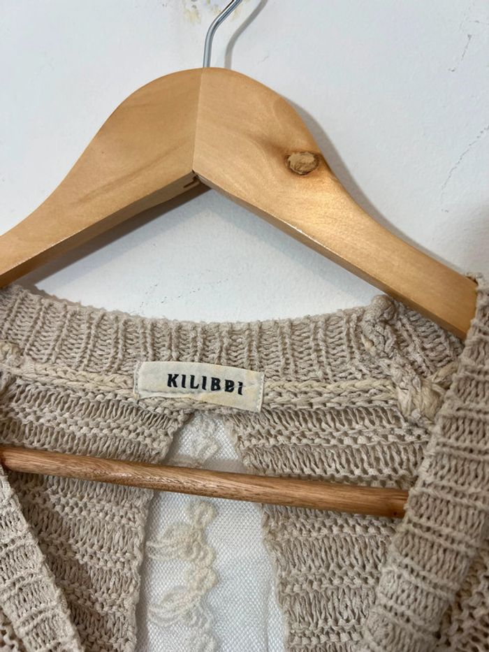 Pull maille beige et dentelle - photo numéro 5