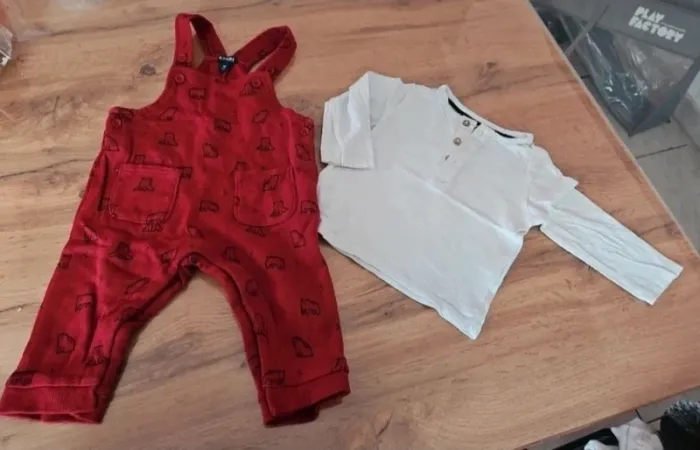 Ensemble bébé garçon salopette et pull léger 6 mois