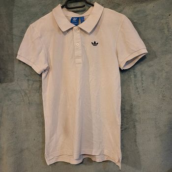Polo Adidas Blanc Vintage - Logo Noir Brodé - Taille XS