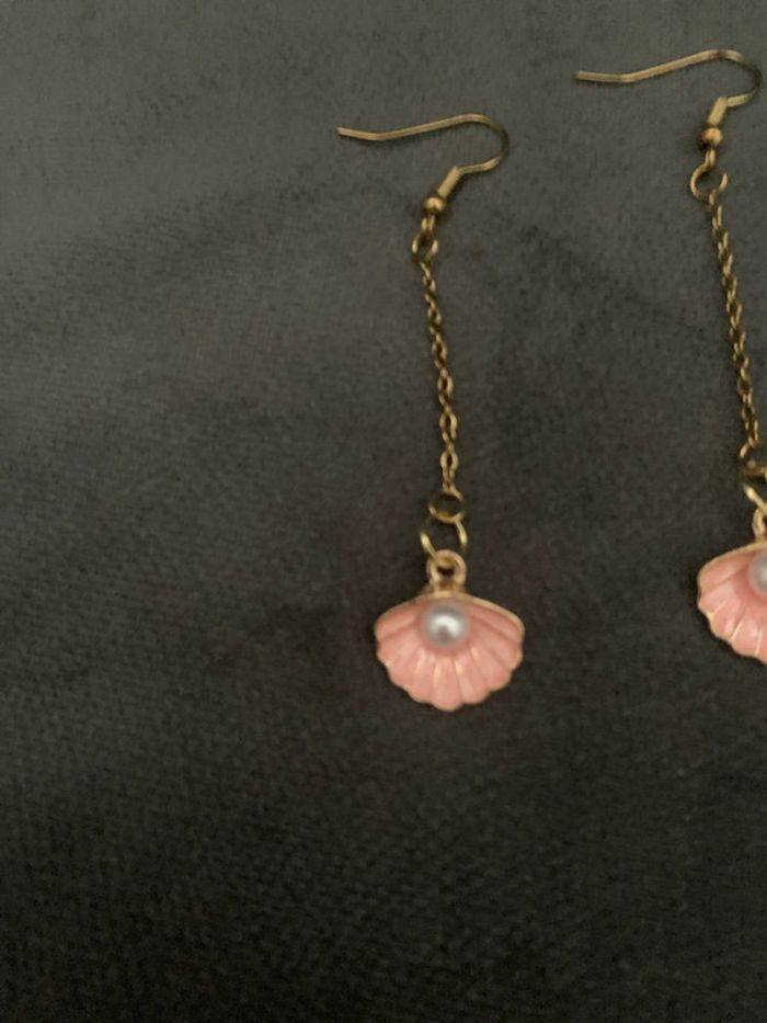 boucles d'oreilles coquillage et perle - photo numéro 2