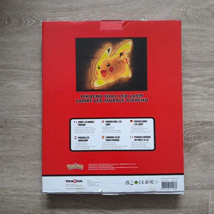 Lampe LED murale Pikachu Pokémon NEUVE - photo numéro 2