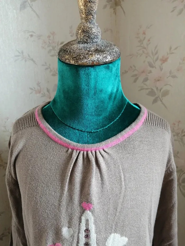 Pull fon marron clair imprimé tour eiffel avec manches bouffantes / nky / (8ans) - photo numéro 5