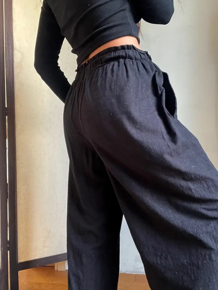 Pantalon lin noir épais - photo numéro 2