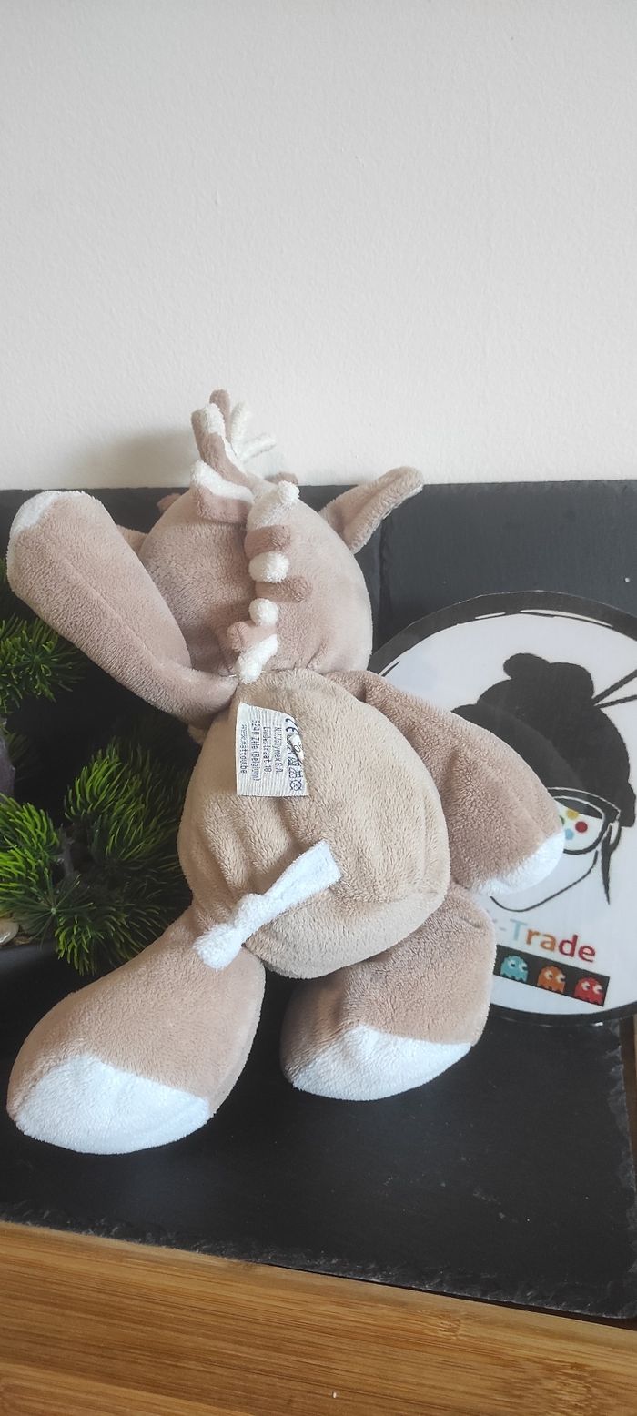 Nattou rigolos doudou peluche cheval bleu marron beige vache âne Blanc Ancien - photo numéro 2