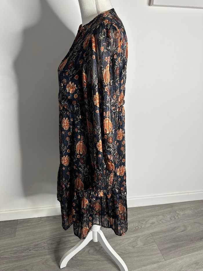 Robe à fleurs Paisley bleu marine orange doré Maison 123 T36 S - photo numéro 3