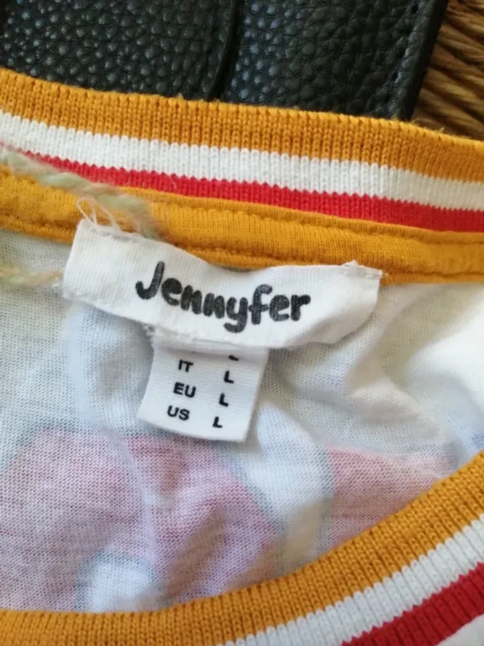 Tee-shirt blanc avec message devant et dos et tête d'aigle / jennyfer / (L) - photo numéro 5