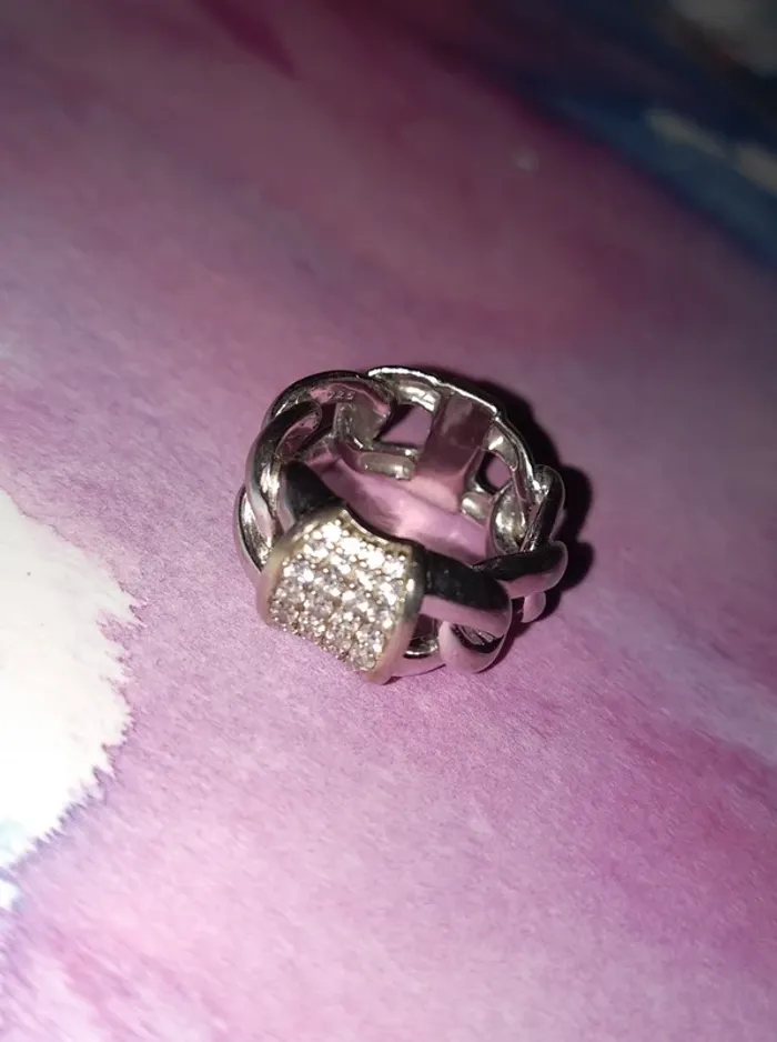 Bague ring anillo spilla strass chaine maille