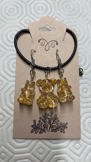 Parure collier et boucles d’oreilles ourson 🐻