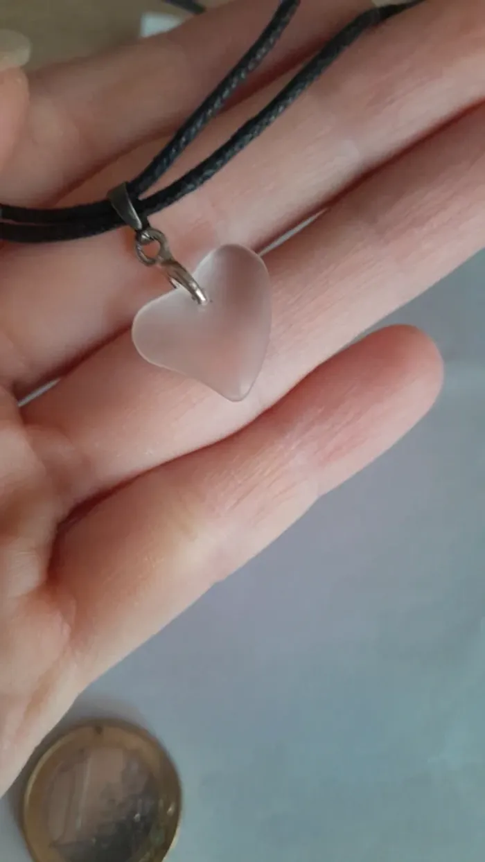 Ravissant collier cœur style verre poli - photo numéro 2