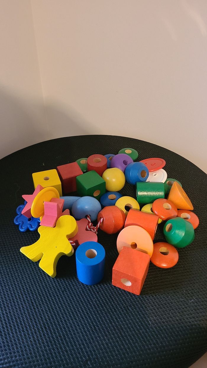 Perles géantes en bois plastique lot - photo numéro 2