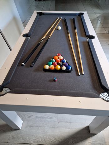 Table Billard Convertible Blanche 2 en 1 – Élégante & Pratique