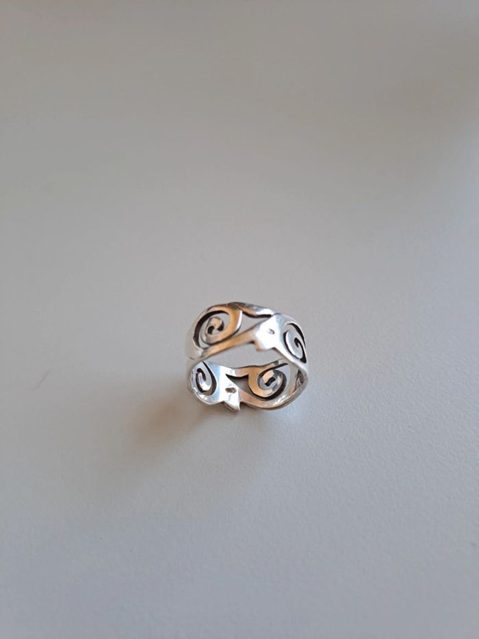 Bague large argent 925 ajourée motif spirales - photo numéro 4