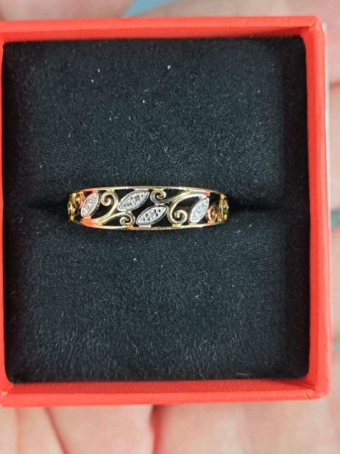 Bague or jaune et or Rhodié 2 diamants