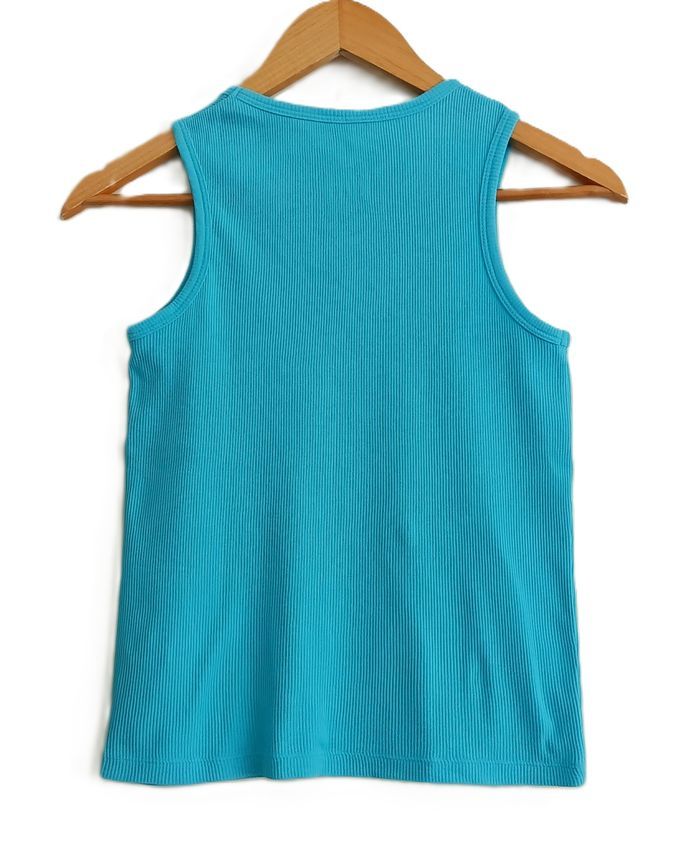 Débardeur bleu côtelé. In Extenso. Coton. Taille 8 ans. 119 - 131 cm - photo numéro 2