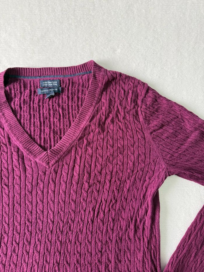 Pull torsadé tommy Hilfiger violet pourpre pour femme taille M - photo numéro 4