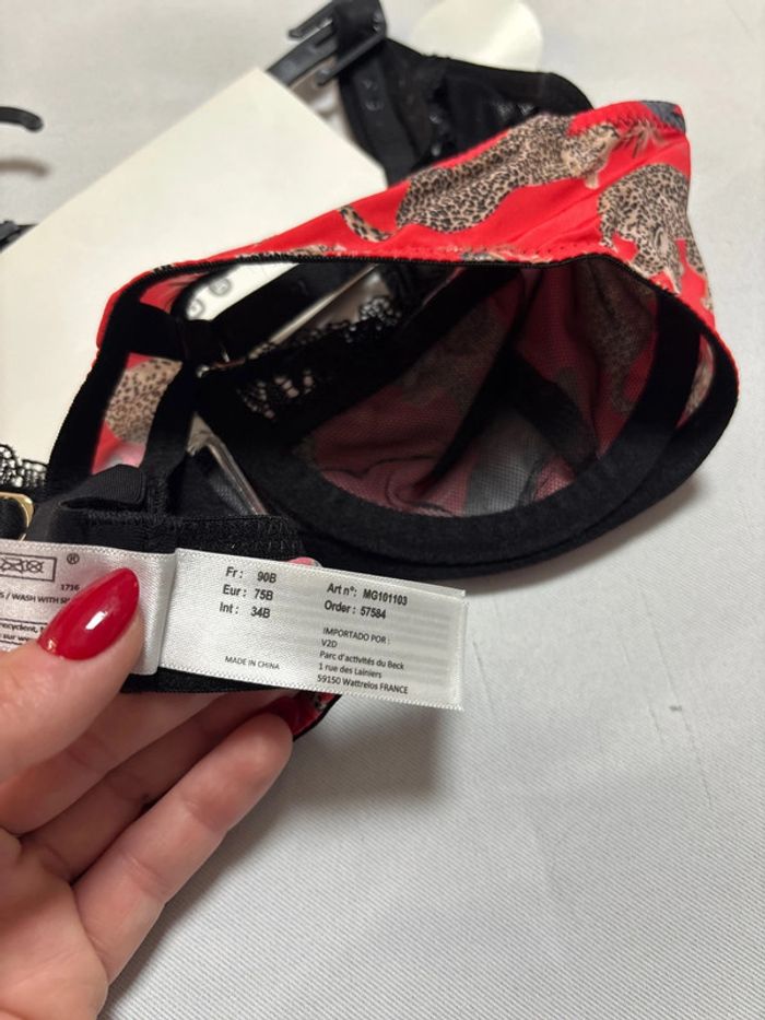NEUF - Soutien gorge 90B neuf Morgan Panthere rouge et noir - photo numéro 3