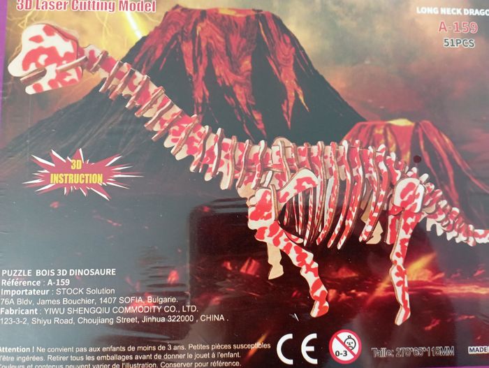 Long Neck Dragon - Puzzle Bois 3D dinosaure - photo numéro 4