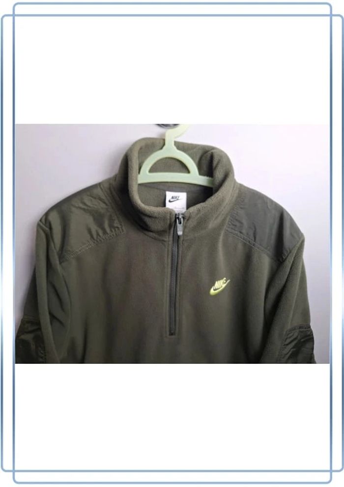 Polaire quart de zip nike / homme / taille S kaki / logo brodé bi matière - photo numéro 4