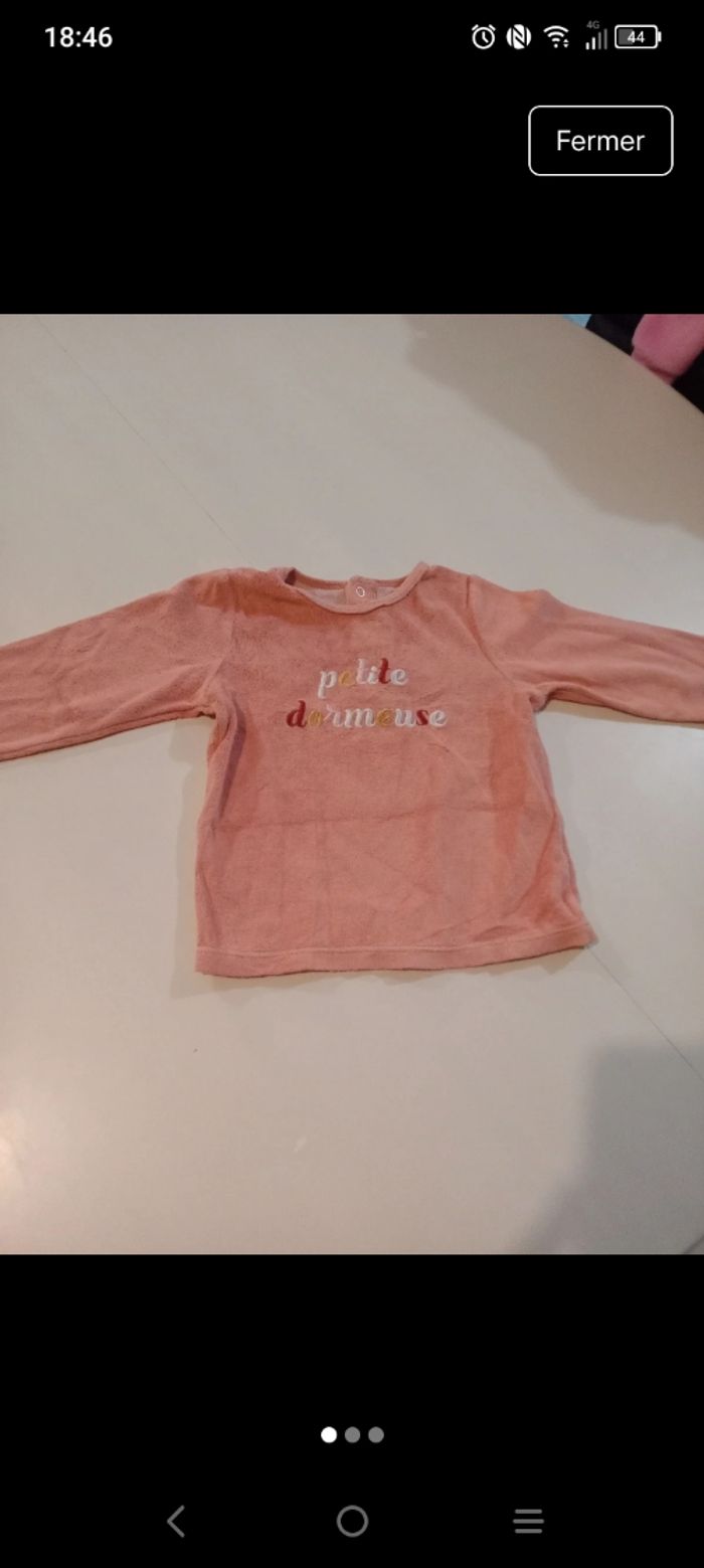 Haut pyjama bébé fille
