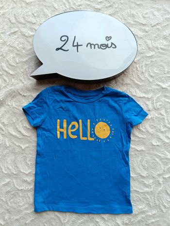 Tee shirt chemise manches courtes Garçon 24 mois Hello Soleil In Extenso 100% coton