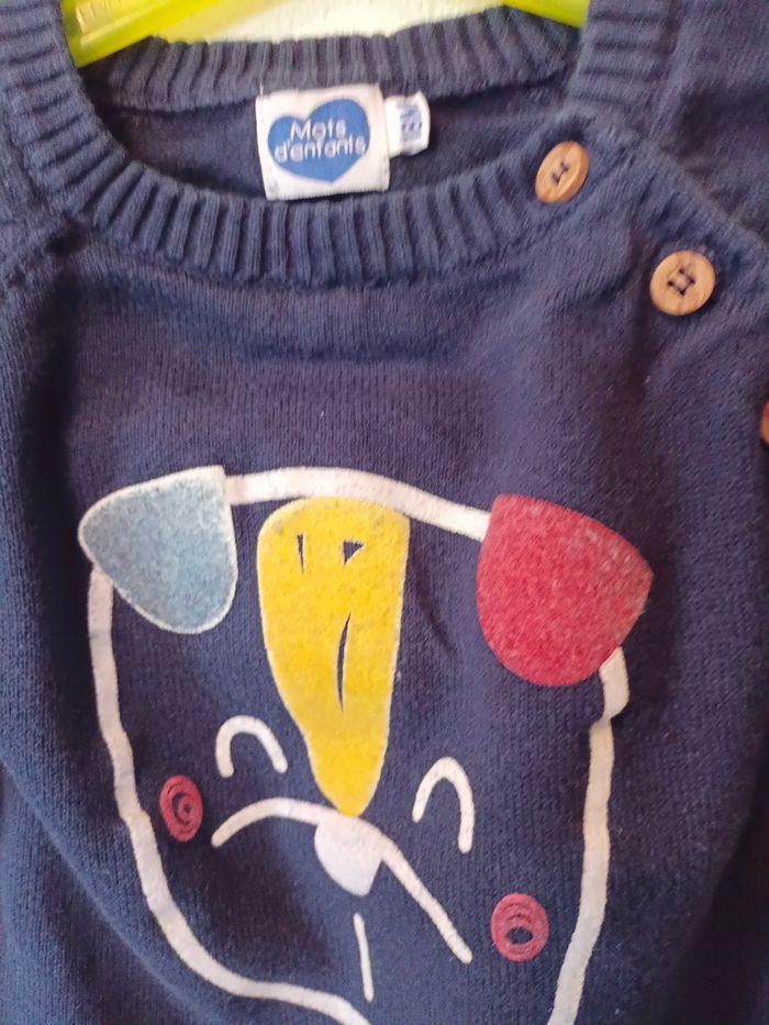 Pull bleu marine imprimé Mots d'enfants 18 mois - photo numéro 4