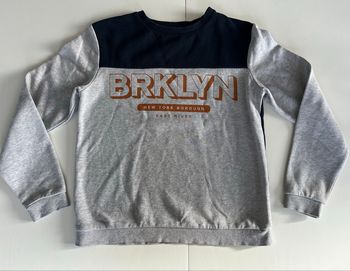 Sweat gris/marine BRKLYN 12 ans