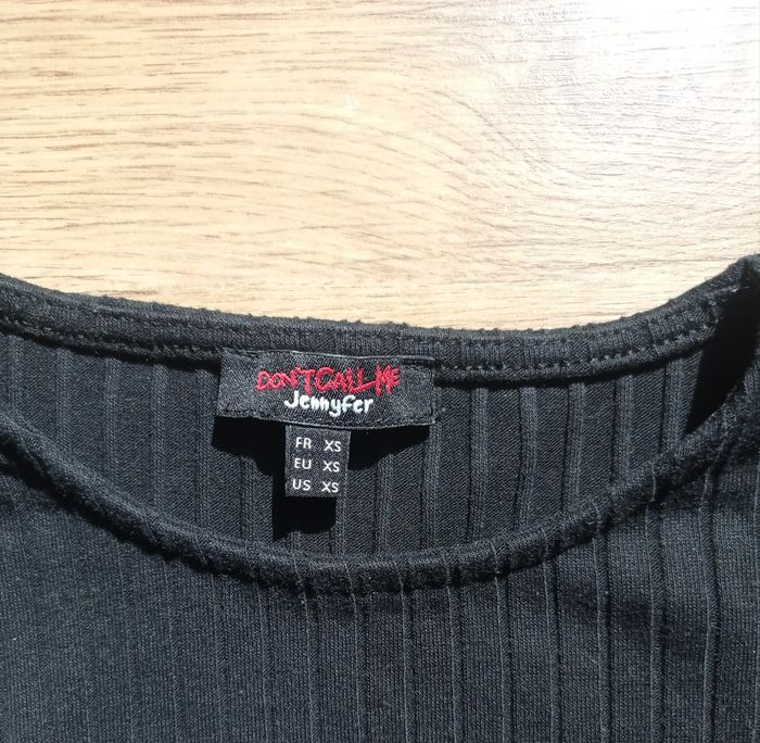 Haut côtelé crop top noir, Jennyfer, taille XS (34) - photo numéro 3