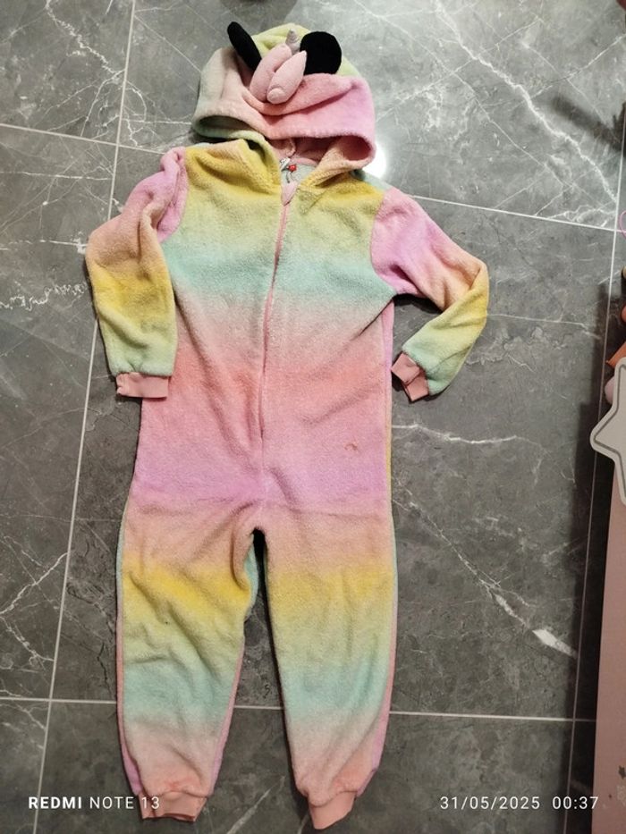 Pyjama chaud hiver combi licorne 1 pièce velours tout doux fille Disney Minnie 5/6 ans
