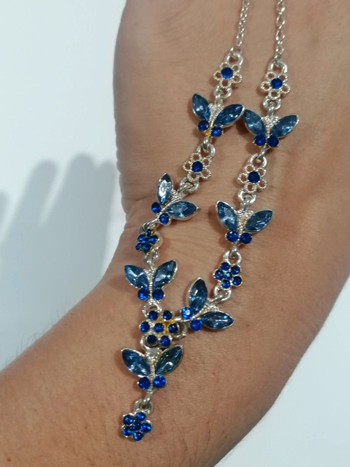 Collier fantaisie papillon fleur bleu 📿 - photo numéro 13