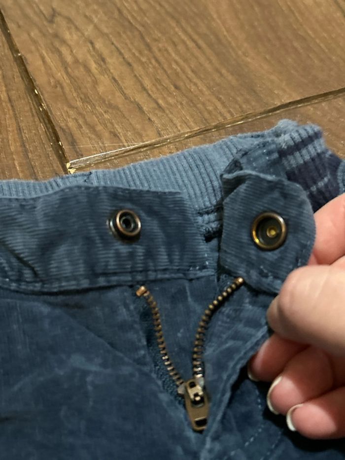 Pantalon en velours côtelé bleu a empiècements sergent major taille 3 ans - photo numéro 8