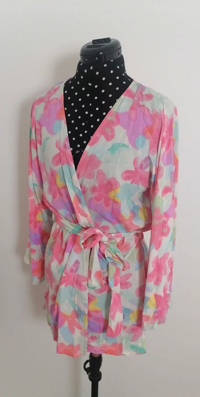 Kimono imprimé floral blanc rose Taille S Undiz - photo numéro 7