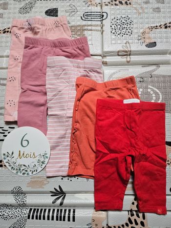 Lot 5 leggings 6 mois