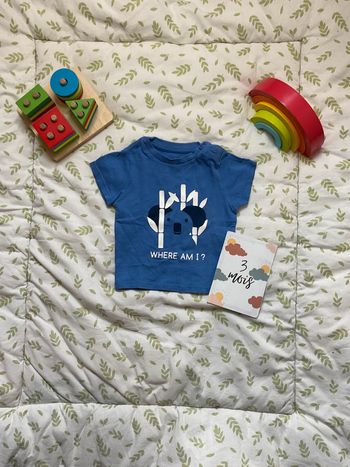 teeshirt manches courtes bleu 3 mois obaibi