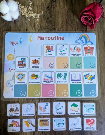 Tableau de routine Enfant Arc-en-ciel – Tableau Visuel Matin Soir