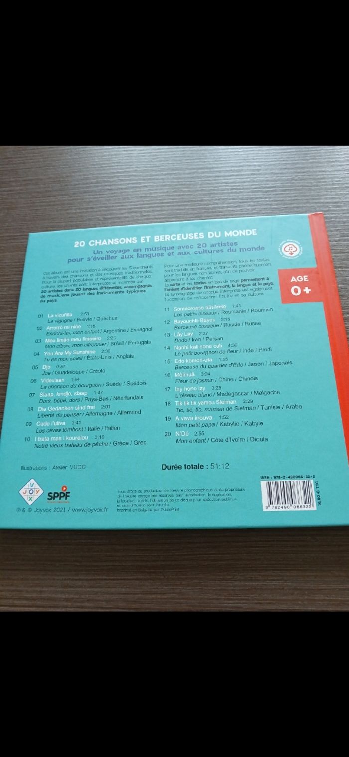 Livre avec cd  20 chansons et berceuses du monde - photo numéro 3