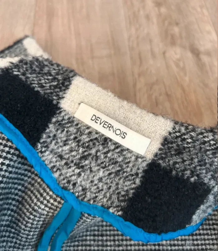 Devernois, manteau caban, noir et blanc, imprimé oversize Laine, femme, taille S/36 - photo numéro 2