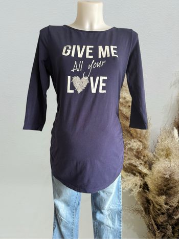 Joli T-shirt femme de grossesse marine manche 3/4