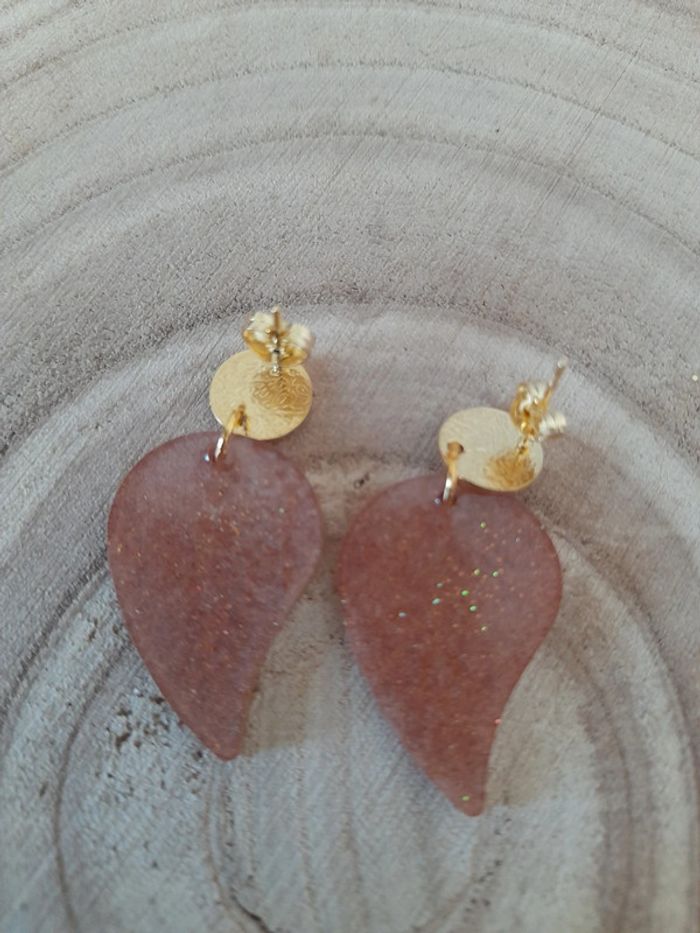 Boucle d'oreilles feuilles doré