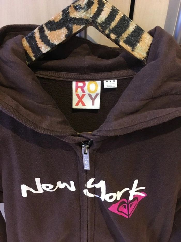 Sweat marron à capuche zippé de Roxy taille M 38 - photo numéro 2
