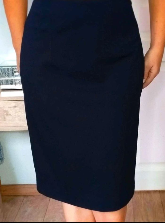 Jupe  mi-longue  Marine - Viscose  Nylon -  L  - Parfait  État - photo numéro 2