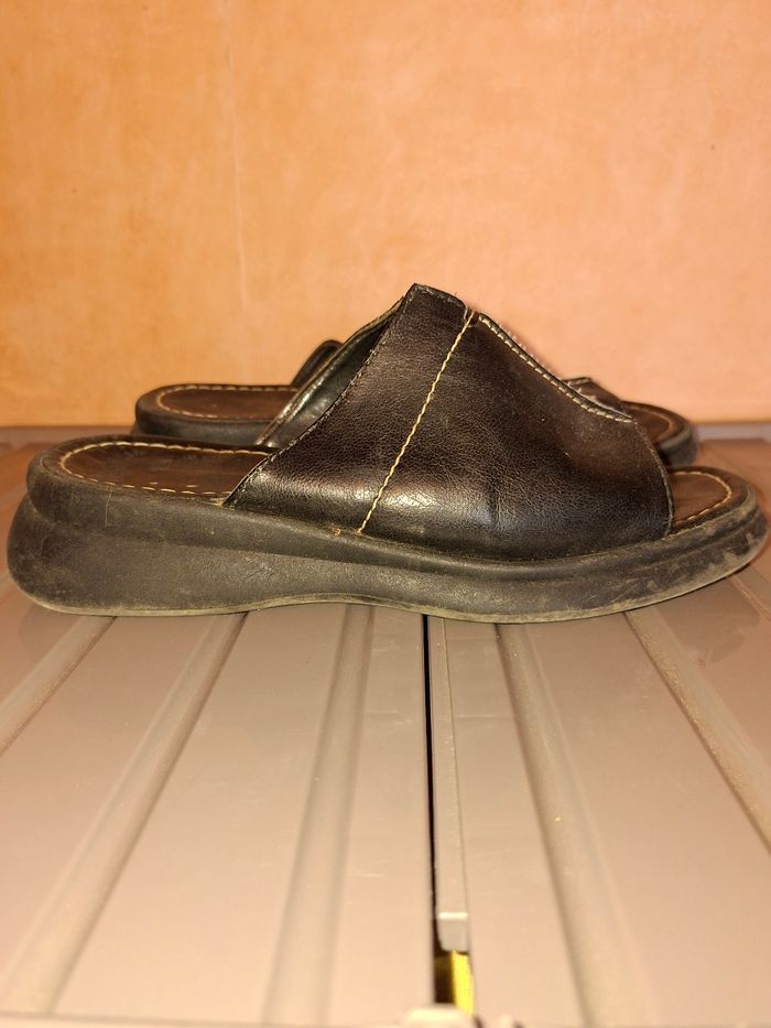 Sandales Mules compensées en Cuir Noir – Pointure 38 - photo numéro 5