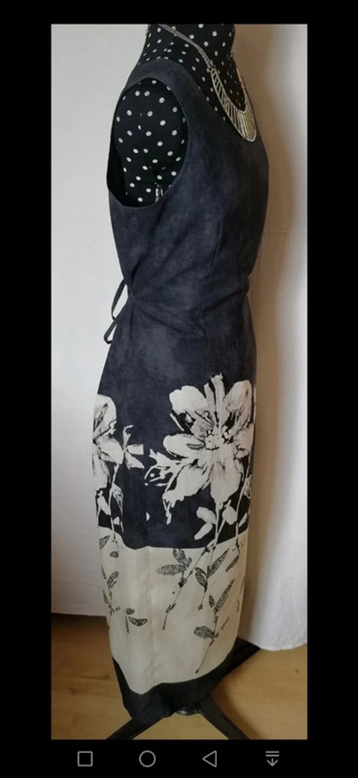 Robe longue d'été fleurs noir crème Taille L Christian Marry - photo numéro 3