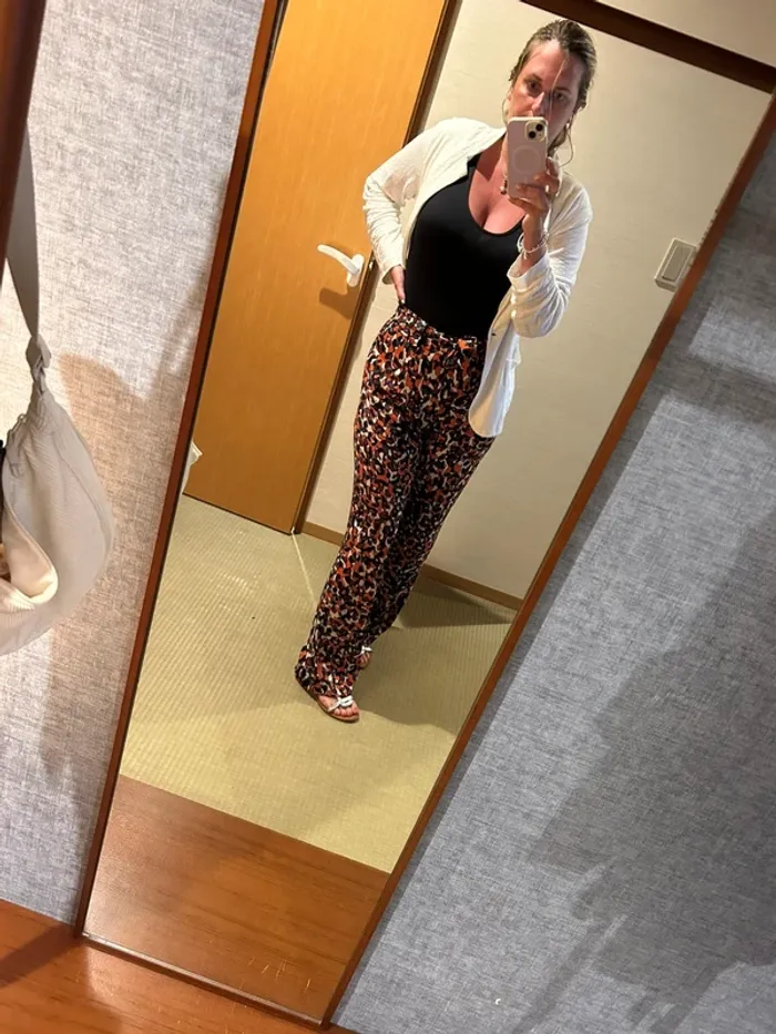 Les petites pantalon fluide, été imprimé taille M/38 Rouge/noir/blanc, multicolore - photo numéro 2